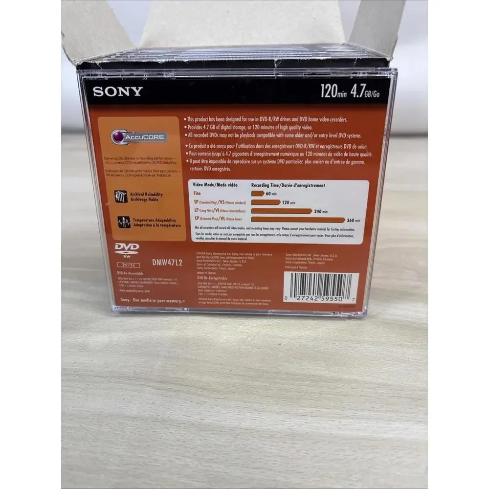 Sony DVD-RW Recordable 8 Left Of 10 Pack 4.7GB 120 Min Discs NEW